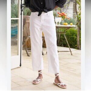 Frank & Eileen Kinsale Pant Women’s 2 White Frayed Hem Flax Linen Blend Luxury